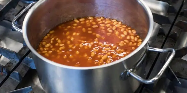 Heating beans on a stove