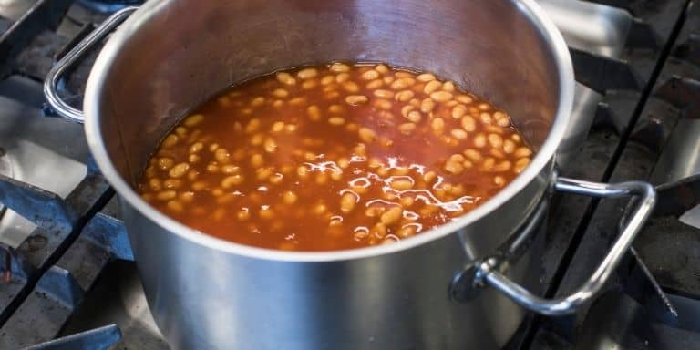 Heating beans on a stove