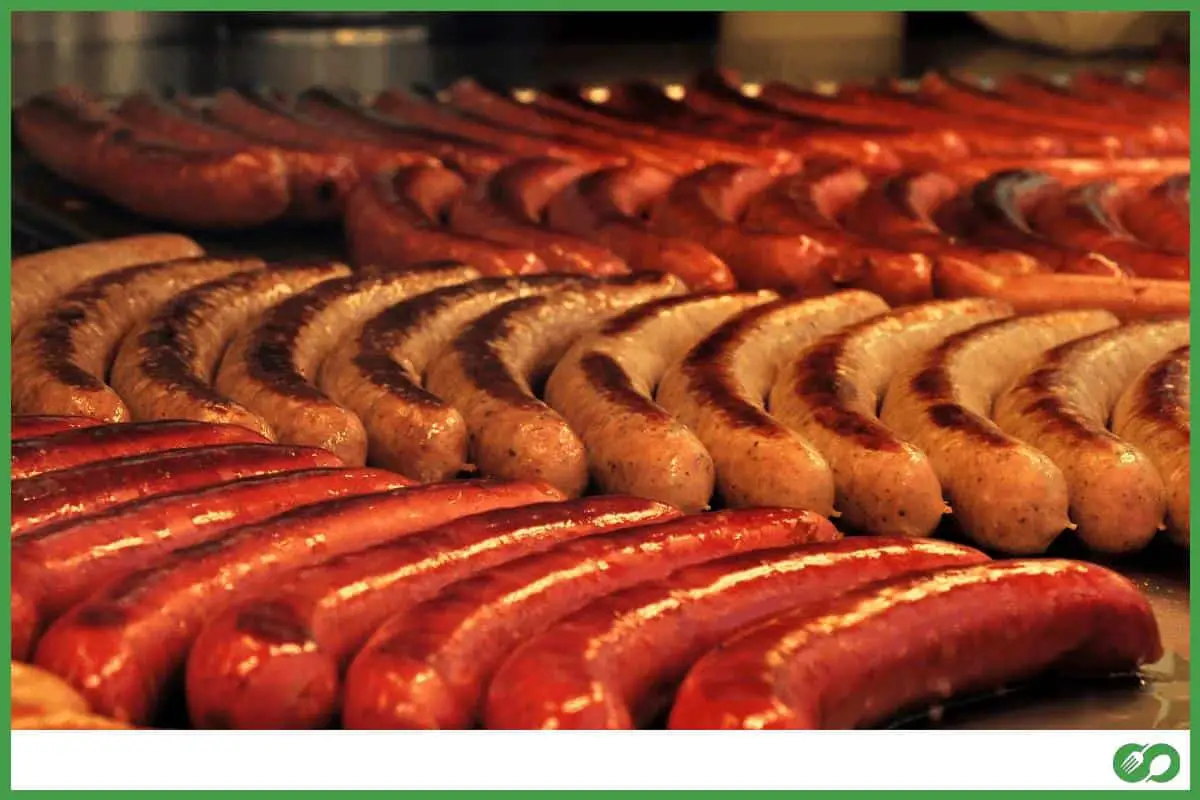 A lot of sausages laid out