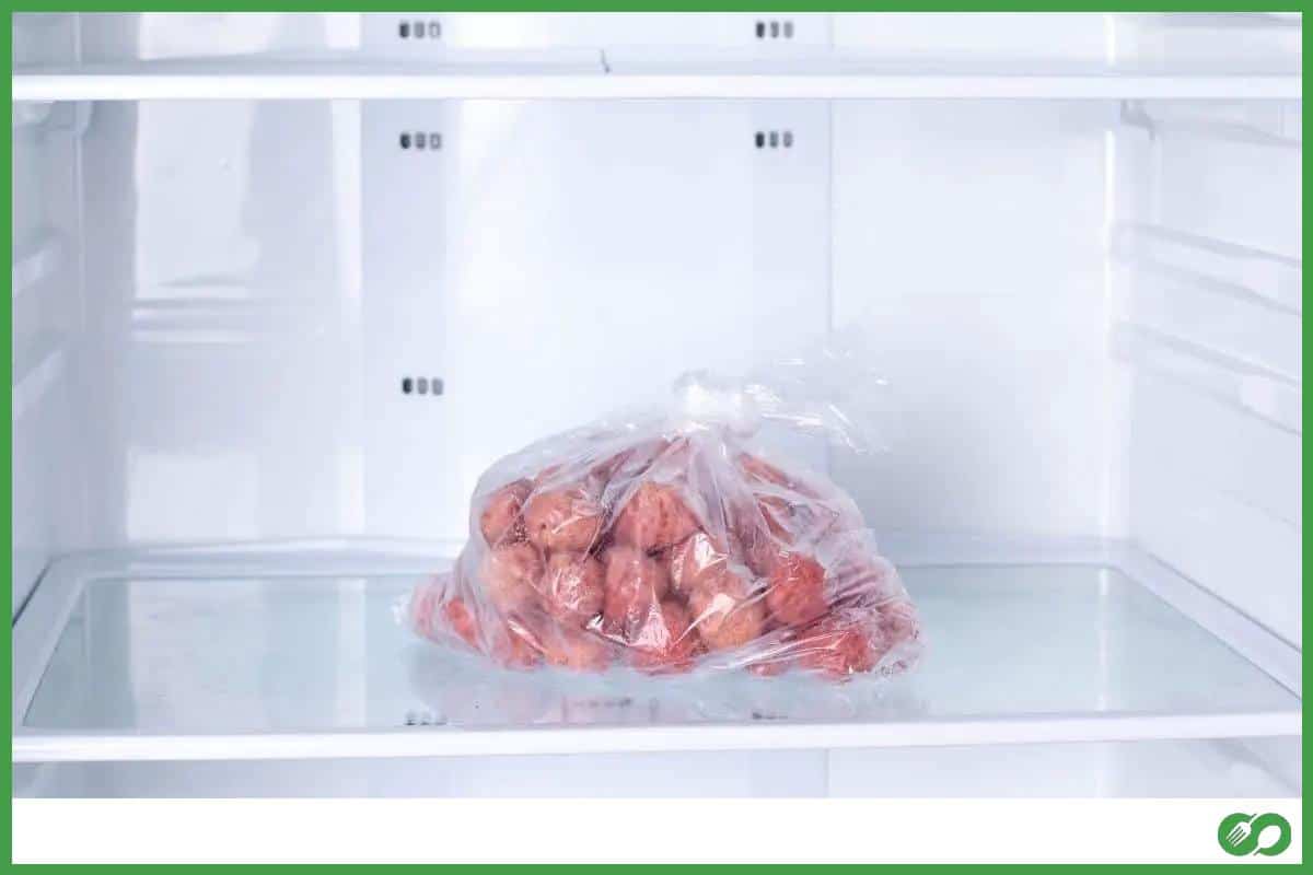 Frozen meatballs on the refrigerator