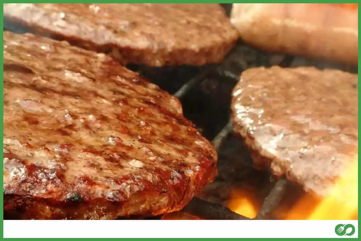 Hamburger patties on a grill