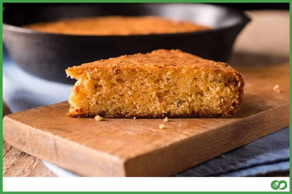 Cornbread by a cast iron skillet